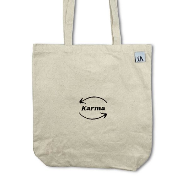 Karma Embroidered Tote Bag - Picture 1 of 3